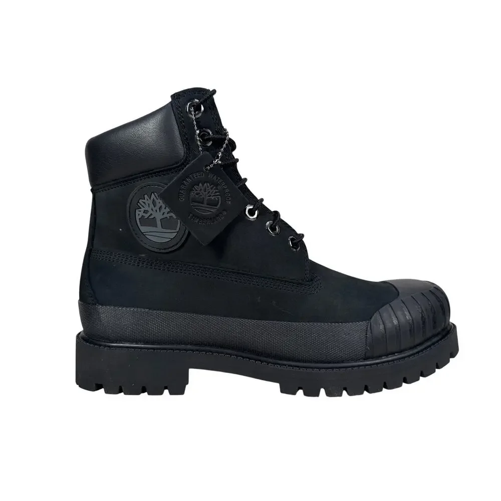 Timberland Premium 6 Inch Rubber Toe Boots Mens 10 Blackout‎ Nubuck Leather WP